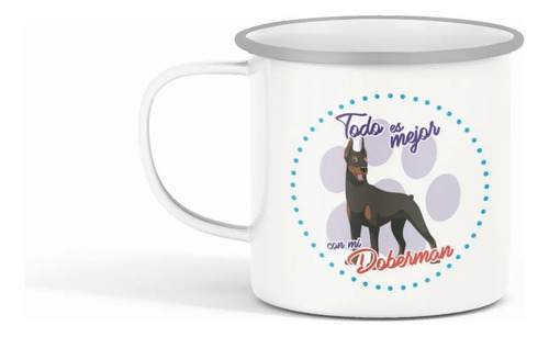 Taza Enlozada Doberman - Elegancia Y Lealtad. Blanco Doberman Regalo