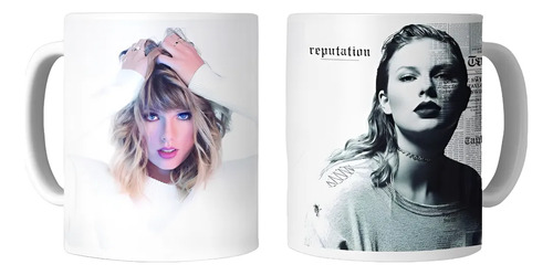 Taza Con Imágenes De Taylor Swift En Blanco Y Negro Blanco
