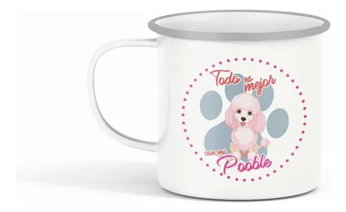 Taza Enlozada Poodle - Elegancia Perruna Blanco Poodle Regalo Mascota
