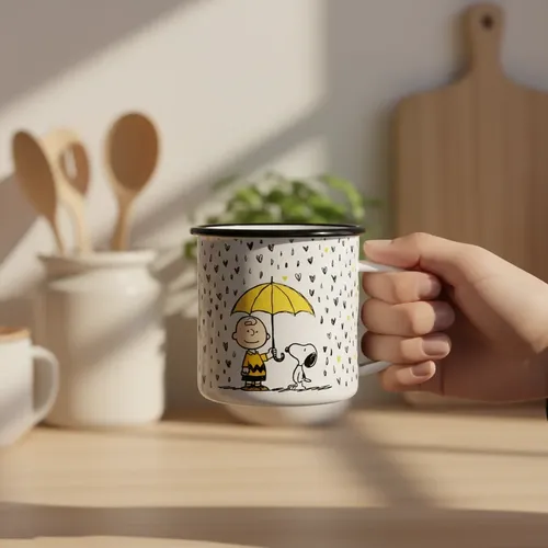 Taza Cilíndrica Lechero 300 Ml Snoopy Gris Snoopy