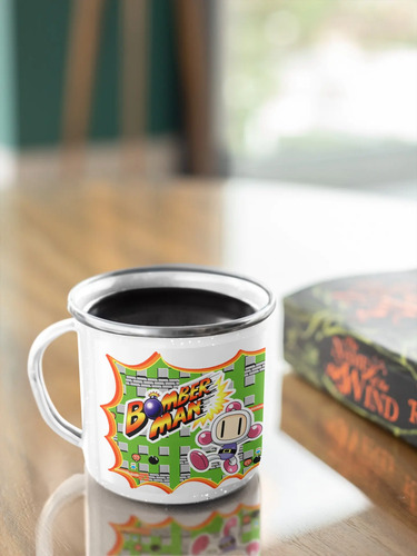 Taza Enlozada Bomberman - Laberintos Y Bombas Blanco Bomberman Video Juegos