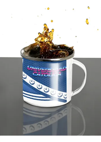 Taza Lechero Enlozado Club Universidad Católica Fútbol Chile Blanco Regalo Club