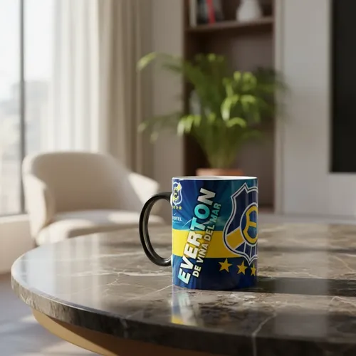 Taza Mágica Everton De Viña Del Mar - Futbol Chileno Negro Fútbol