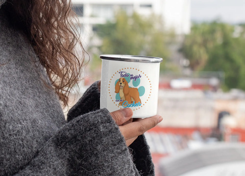 Taza Enlozada Cocker - Encanto Y Dulzura. Blanco Tcocker Regalo