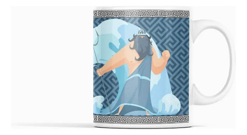 Taza Poseidón - Mareas Del Dios Del Mar Blanco