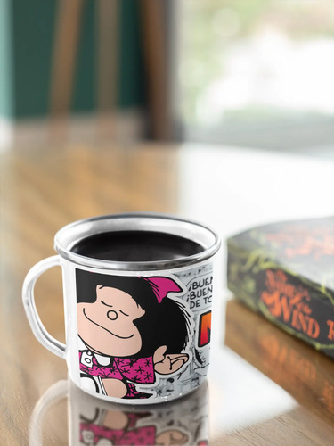 Taza Enlozada Mafalda - Pensamientos Y Preguntas Blanco Mafalda