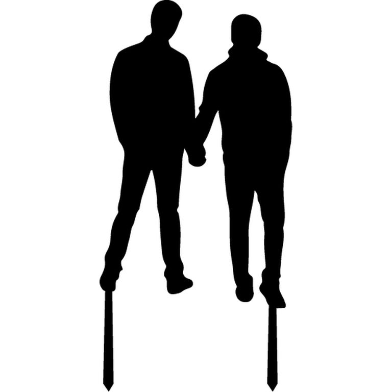 Topper Torta Pareja LGBTQ+ De La Mano MDF Negro 15x15 cm
