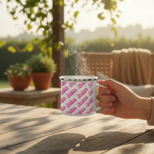 Taza Enlozada Vive Un Día Rosa Con Barbie Blanco