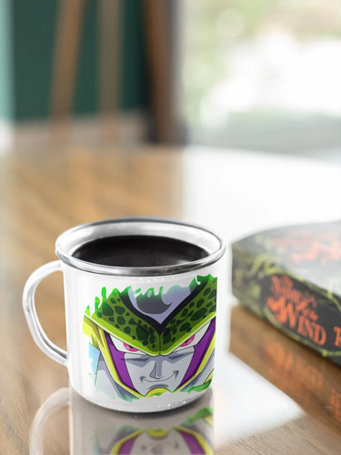 Taza Enlozada Con Cell - Batallas Por La Perfección Blanco Regalo Dragon Ball