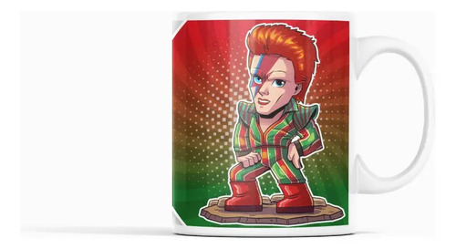 Taza David Bowie Con Diseño Vibrante Y Llamativo Blanco