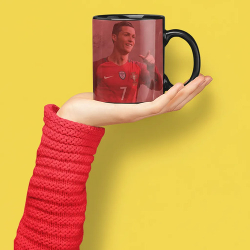 Taza Magica Cristiano Ronaldo Estrellas Del Futbol Portugal Negro Cristiano
