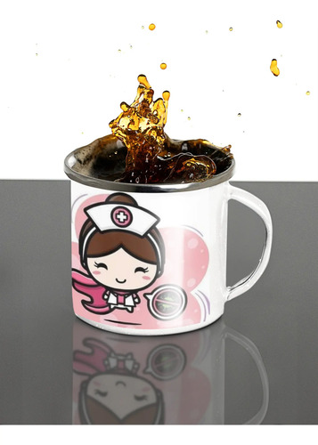 Taza Enlozada Enfermera Tu Cuidado Siempre Presente Blanco Profesión Enfermera
