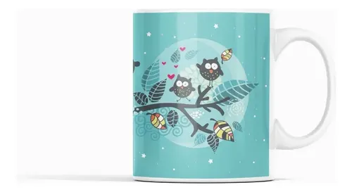 Taza Búhos - Misterios Del Anochecer Blanco