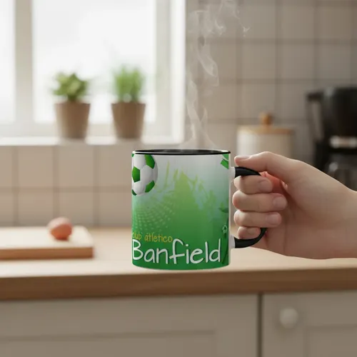 Taza Equipo De Fútbol Argentino Banfield Espíritu Taladro Negro