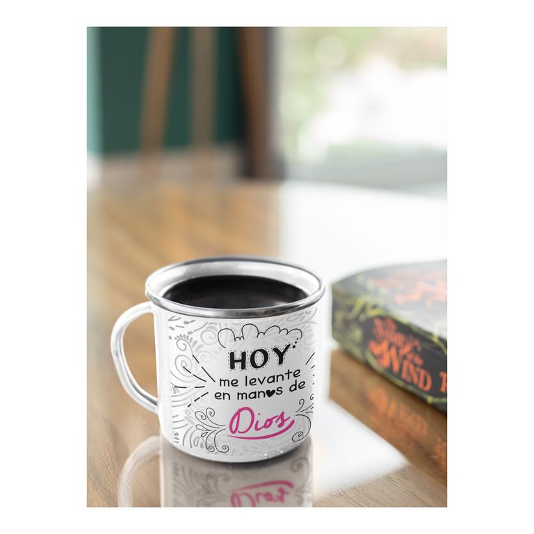 Taza Enlozada Sentido Cristiano Hoy me Levanto con Dios