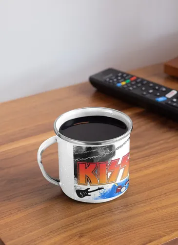 Taza Enlozada Kiss Bandas De Rock Blanco Kiss Bandas De Rock