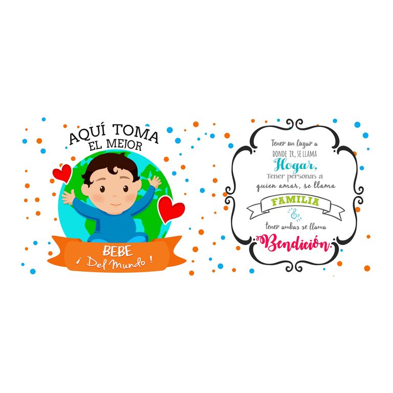 Taza Enlozada Mejor Bebé del Mundo - Sonrisas y Cariño