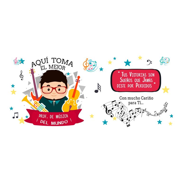 Taza Enlozada Con Notas y Café - Maestro de Música