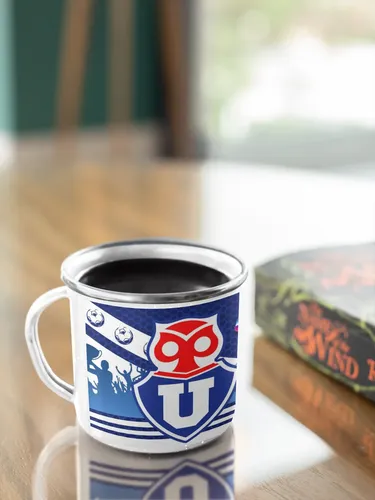 Taza Lechero Enlozado Universidad De Chile Fútbol Bulla Blanco Regalo