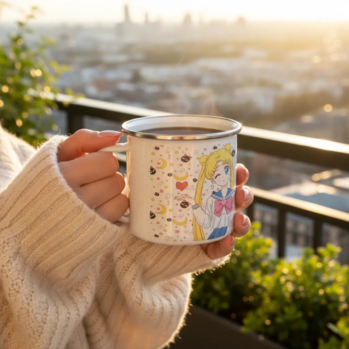 Taza Enlozada Sailor Moon - Luz Luna Blanco
