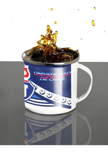 Taza Lechero Enlozado Universidad De Chile Fútbol Bulla Blanco Regalo