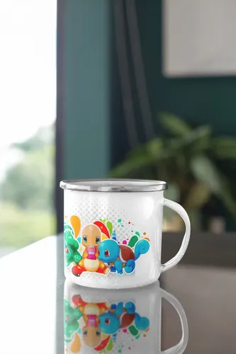 Taza Enlozada Pokémon - Captura Y Entrenamiento Blanco Pokémon
