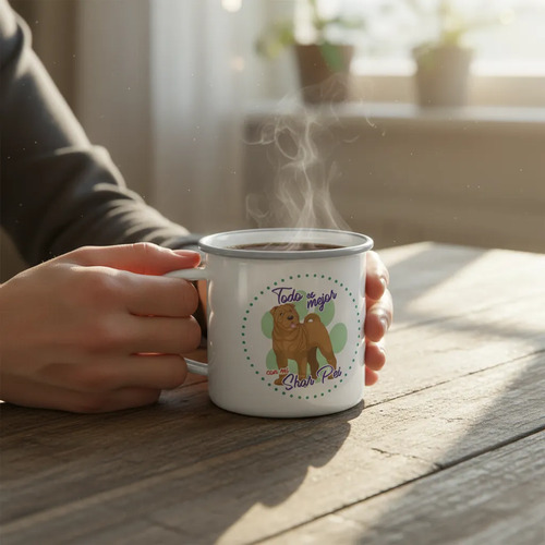 Taza Enlozada Sharpei - Elegancia Canina Única Blanco
