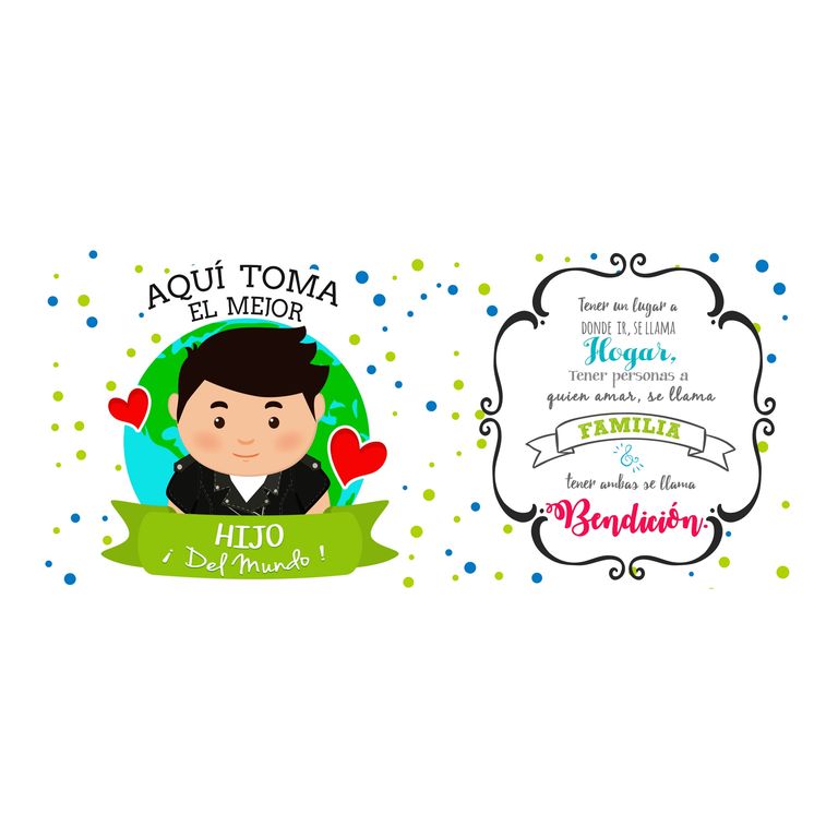 Taza Enlozada Mejor Hijo del Mundo - Corazón Valiente
