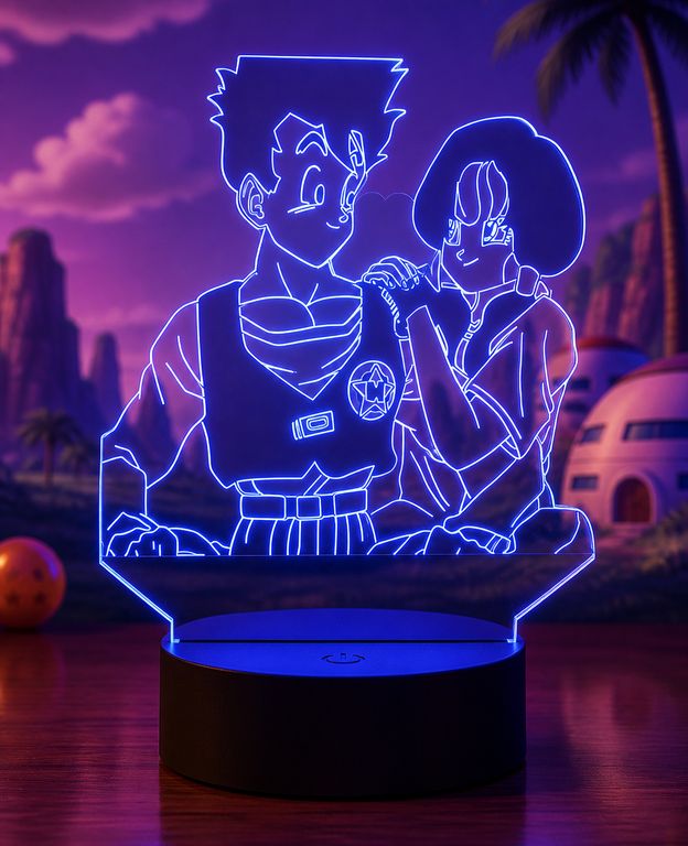 Lámpara LED 3D Gohan y Videl Acrílico