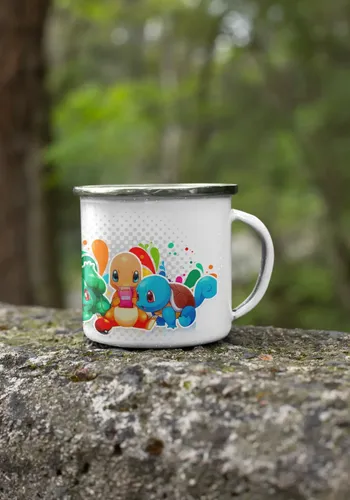 Taza Enlozada Pokémon - Captura Y Entrenamiento Blanco Pokémon