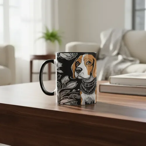 Taza Mágica Mascota Beagle Curiosidad Y Alegría Negro Mascota
