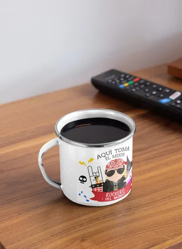 Taza Enlozada El Mejor Rockero - Acordes De Leyenda Blanco Regalo Dia Del Padre