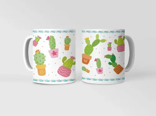 Taza Cactus - Estilo Y Naturaleza Blanco