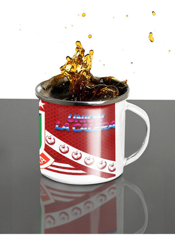 Taza Lechero Enlozado Deportes Unión La Calera Fútbol Chile Blanco Regalo