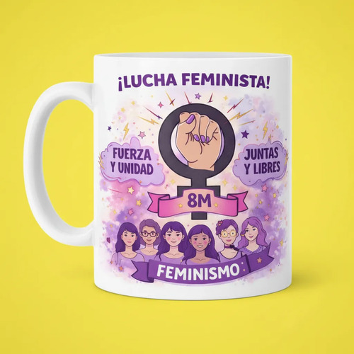 Taza Feminista 8m Lucha Feminista 350 Ml Lila Lucha 8m