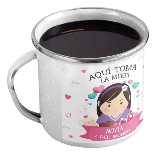 Taza Enlozada Café Y Compromiso - Con Novia Blanco Regalo Mejor Novia