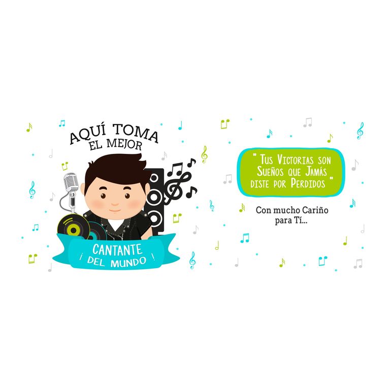 Taza Enlozada Entre Notas y Café - Cantante H