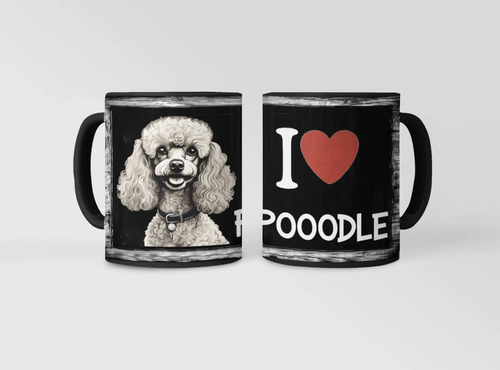 Taza Mágica Poodle Encanto Y Vitalidad Mascota Negro Mascota