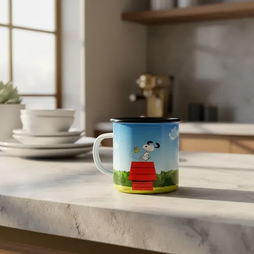 Taza Cilíndrica Lechero 300 Ml Snoopy Gris Snoopy Dibujo