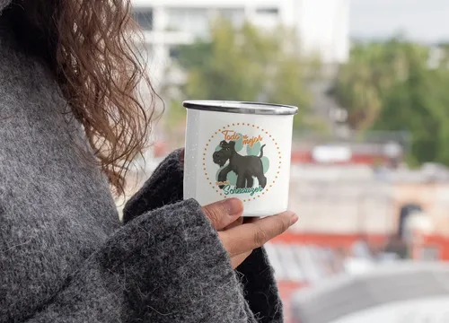 Taza Enlozada Schnauzer - Estilo Canino Clásico Blanco Schnauzer Regalo Mascota