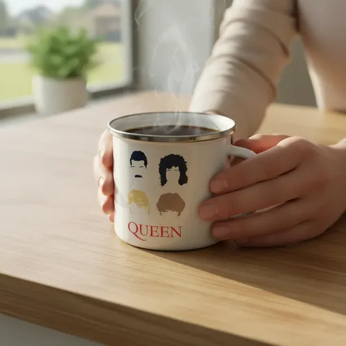 Taza Enlozada Queen - Leyendas Del Rock Blanco