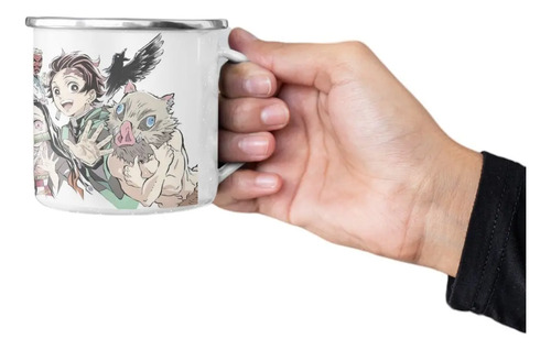 Taza Enlozada Espadas Y Demonios Con Demon Slayer Blanco Regalo Kimetsu No Yaiba