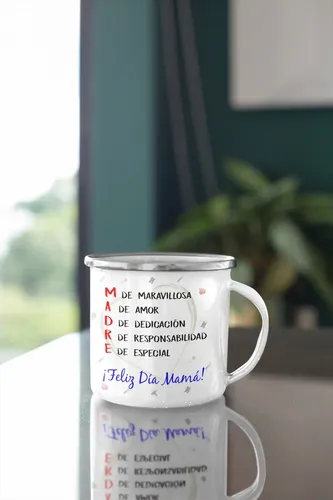 Taza Enlozada Mamá Superheroína - Poder Y Protección Blanco Mamá Superheroína