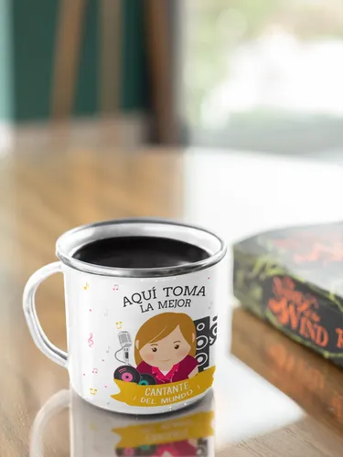 Taza Enlozada Entre Notas Y Café - Cantante
