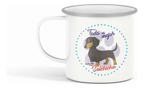Taza Enlozada Salchicha - Encanto Dachshund. Blanco Dachshund Regalo Mascota