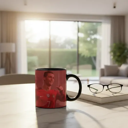 Taza Magica Cristiano Ronaldo Estrellas Del Futbol Portugal Negro Cristiano