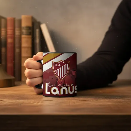 Taza Equipo De Fútbol Argentino Lanús Pasión Granate Negro Fútbol