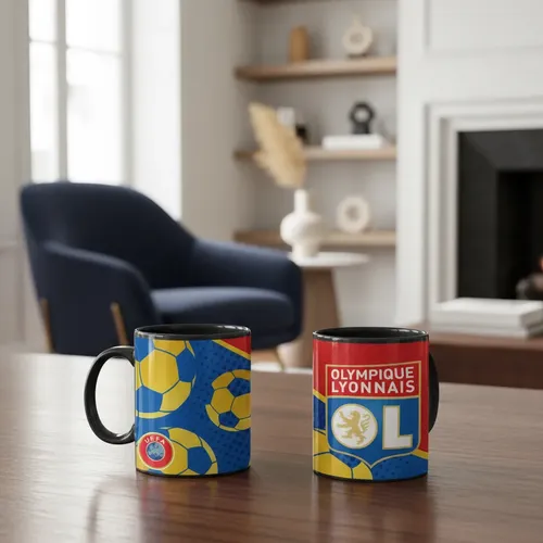 Taza Magica Olympique De Lyon Futbol Francés Les Gones Negro Fútbol
