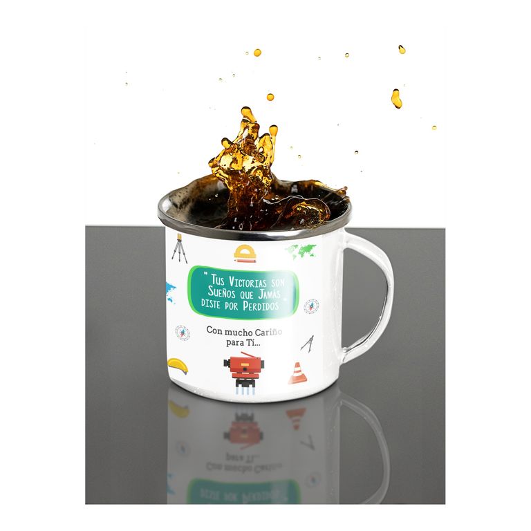 Taza Enlozada Café y Coordenadas - Día de Topógrafa