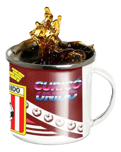 Taza Lechero Enlozado Club Curicó Unido Futbol Chileno Blanco Club Curicó Unido